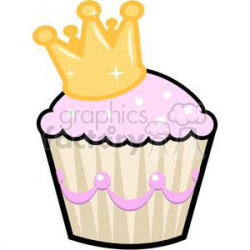 pink cupcake with a crown clipart. Royalty-free clipart # 381649