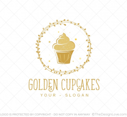Golden Cupcake Logo & Business Card Template