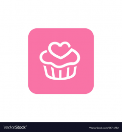 Pink cupcake icon square shape icon design