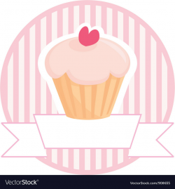 Cupcake button logo or wedding invitation card