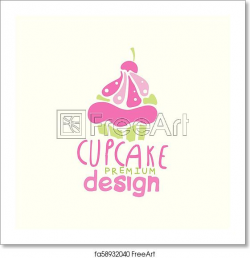 Free art print of Cupcake logo design, emblem in pink colors for  confectionery, candy shop or sweet store vector Illustration on a white  background