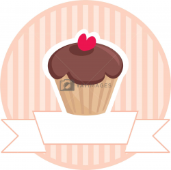 Sweet vector retro chocolate and toffee muffin cupcake with ...