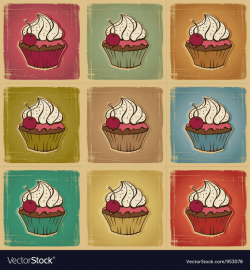 Retro cupcakes background