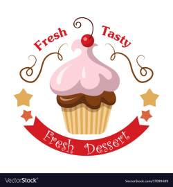 Fruit cupcake with one cherry on top icon logo