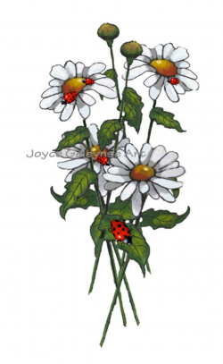 INSTANT DOWNLOAD: Clip Art: Daisies With Ladybugs Floral Art by ...