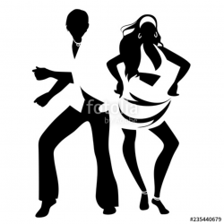 Salsa Party Time. Young couple dancing latin music: salsa, merengue ...