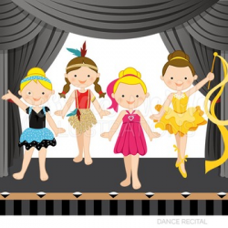 Dance Recital Cute Digital Clipart, Girls Dance Graphics