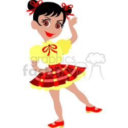 A Young Girl Dress in a Cloggers Uniform Waiving clipart. Royalty-free  clipart # 156881