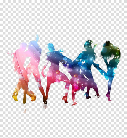 Silhouettes of young people singing and dancing transparent ...