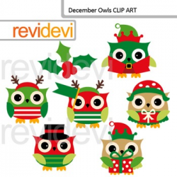 Christmas clipart: December owls clip art