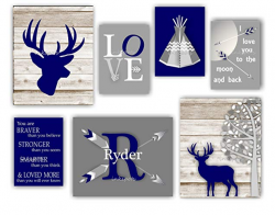 Amazon.com: Baby Boy Nursery Art, Deer Nursery, Woodland ...