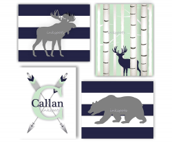 Amazon.com: Baby Boy Nursery Art Woodland Nursery Prints ...