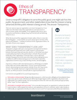Ethos of Transparency in Nonprofit Governance