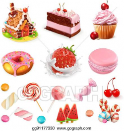 Vector Illustration - Confectionery and desserts. strawberry ...