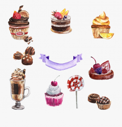 Desserts Clipart Watercolor - Watercolor Painting Dessert ...