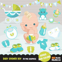 Baby Shower Clipart. Baby boy blue bib, diaper, baby shoes ...