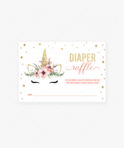 Gold And Pink Unicorn Baby Shower Diaper Raffle Tickets ...
