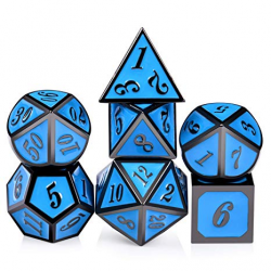 Blue D&D Metal Dice, 7PCS Polyhedral Dice with Metal Tin for DND Table  Games Roll Palying Game