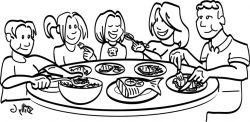 Family black and white dinner clean clip art family meal ...