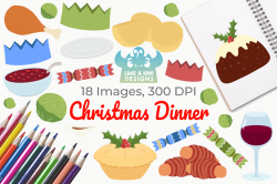 Christmas Dinner Clipart, Instant Download Vector Art