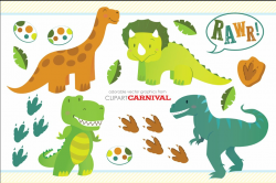 Cute Little Baby Dinosaurs Clipart
