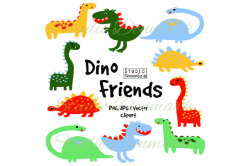 Dinosaur Clipart and Vectors - Cute / Colorful \'Dino Friends