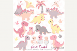 Cute Pink Dinosaur Clipart + Vectors