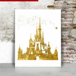 Disney Castle Silhouette Gold