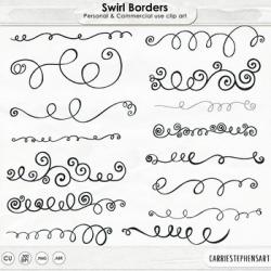 Decorative Swirl Page Dividers Accents, Flourish Borders Clip Art,