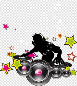 DJ illustration, Disc jockey Music, DJ with headset ...