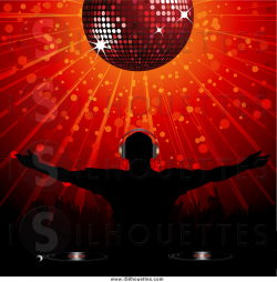 Clipart of a Silhouetted Male Dj Holding His Arms out Under ...