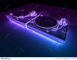 Dj Turntables 3D Neon Sketch Illustration 16136656 - Megapixl