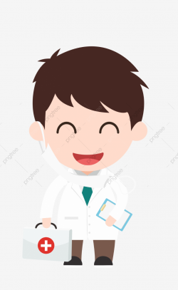 Medical Cartoon Doctor Cute Smiley Face Wear Mask, White ...