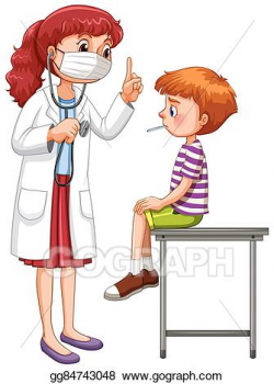 Vector Art - Doctor examining little sick boy. Clipart ...