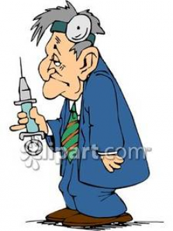 Old Doctor Holding a Syringe - Royalty Free Clipart Picture