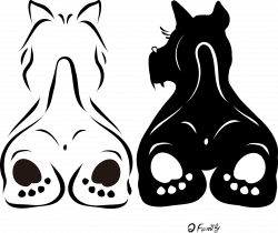 Scottie dog clip art black and white stock border - RR collections