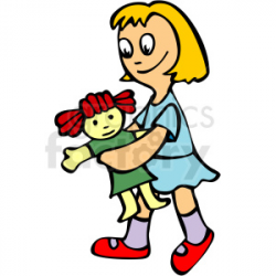 Blonde haired girl holding a rag doll clipart. Royalty-free clipart # 159007