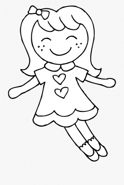 Cute Dolly Coloring Page - Doll Clipart Black And White ...