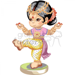 An indian girl dressed in gold dancing clipart. Royalty-free clipart #  376395