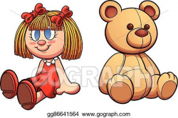 EPS Illustration - Teddy bear and doll. Vector Clipart ...