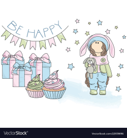 Be happy tilda doll clipart