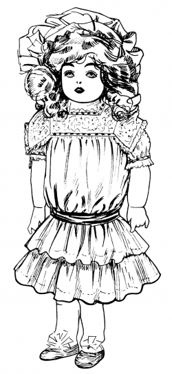 vintage doll clip art, Victorian toys illustration, black ...