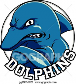 EPS Vector - Dolphin logo mascot head with a title dolphins. Stock ...
