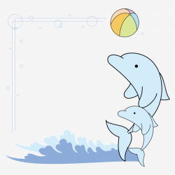 Cute Blue Dolphin Playing Vector Border, Cute, Blue, Dolphin PNG ...