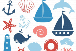 Nautical SVG Files - sailing svg cut files for Cricut and Silhouette - SVG,  dxf, png, jpg - anchor svg, boat svg, seashell svg, dolphin svg