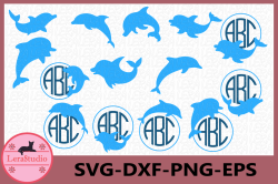 Dolphin Svg, Dolphin Monogram Svg, Dolphin Clipart, Nautical