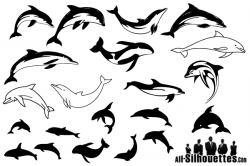 Swimming Dolphins Silhouettes Free Vector | Free Vectors | Dolphin ...