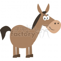 smiling donkey cartoon character vector illustration flat design style  isolated on white clipart. Royalty-free clipart # 399808