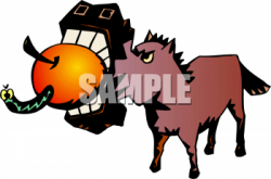 Food Clip Art of a Donkey Eating an Apple with a Worm In It ...