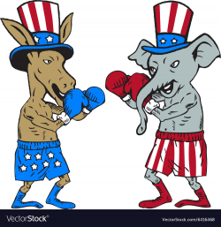Democrat Donkey Boxer and Republican Elephant